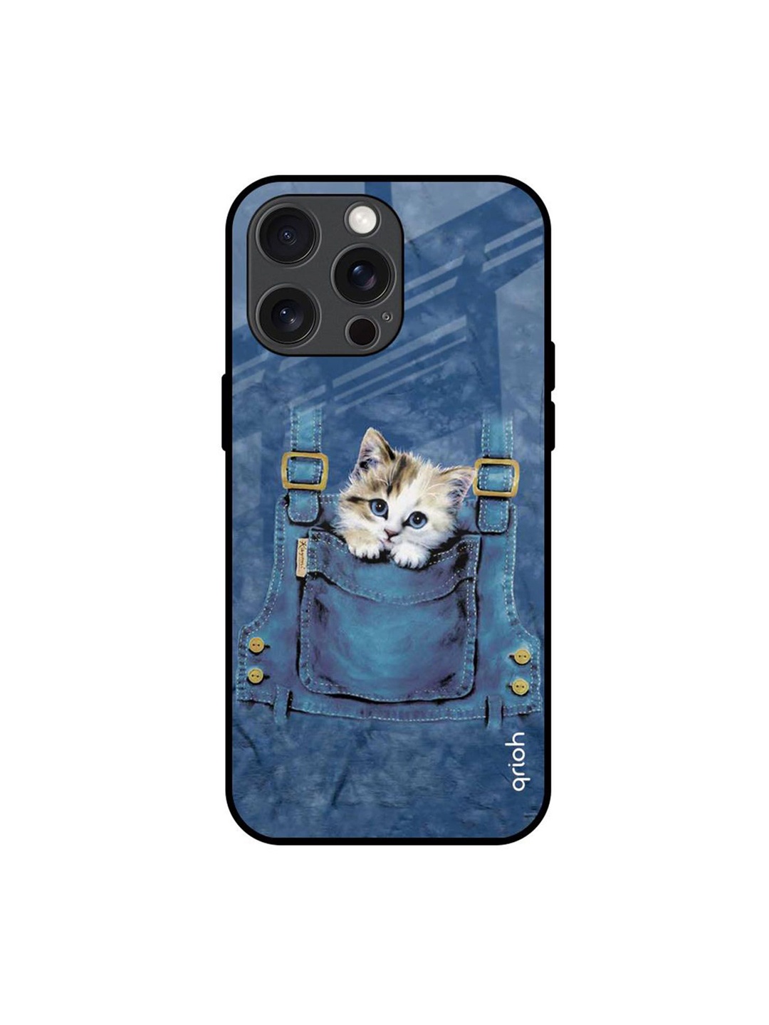 

QRIOH Kitty In Pocket Printed iPhone 15 Pro Max Back Case, Blue