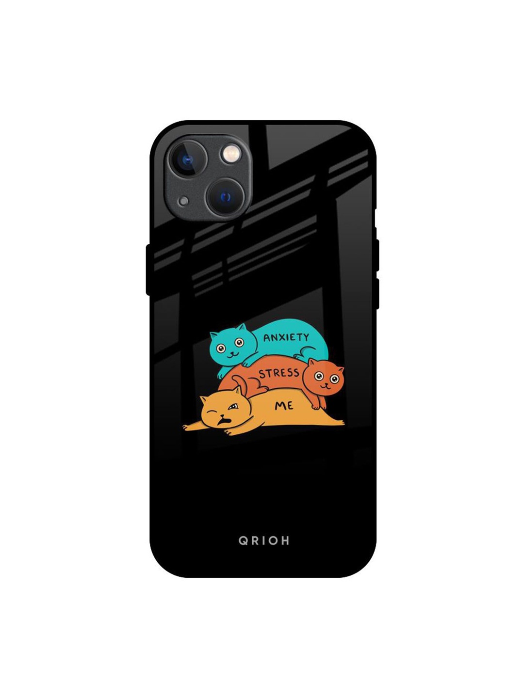 

QRIOH Anxiety Stress Real Printed iPhone 13 Back Case, Black