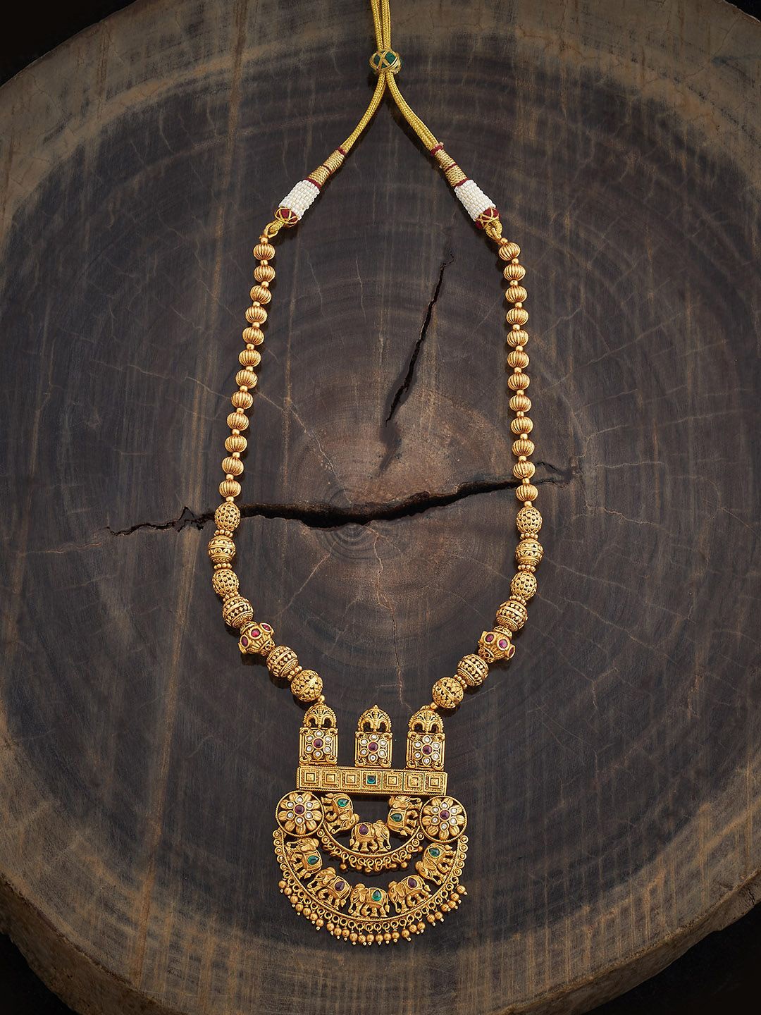

Kushal's Fashion Jewellery Gold-Plated Artificial Stones and Beads Antique Necklace