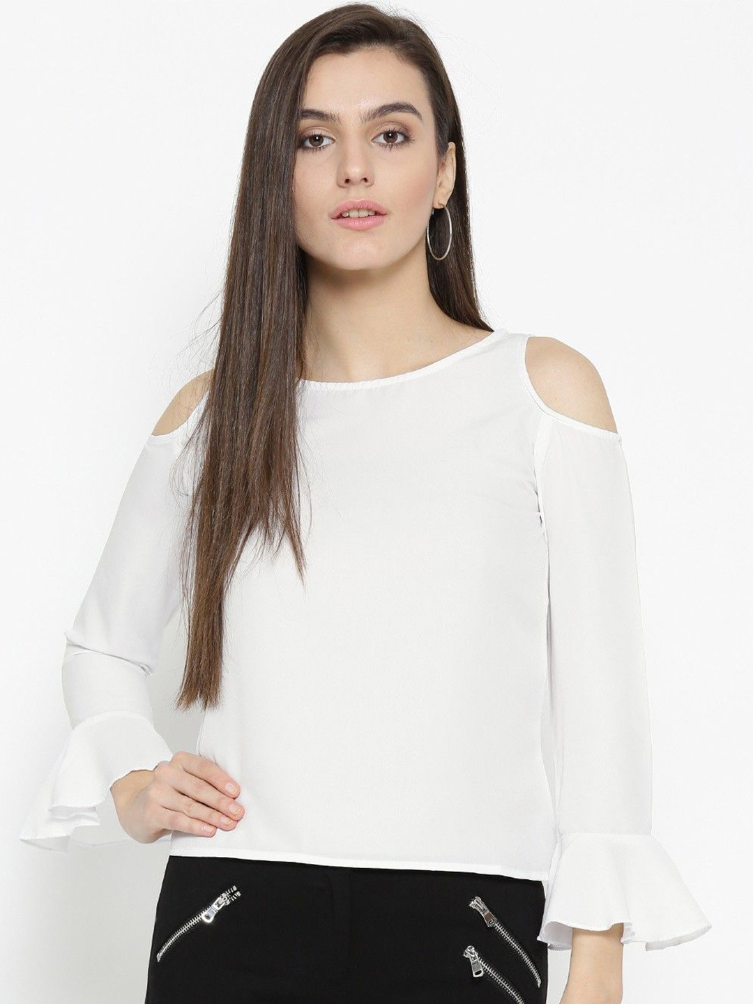 

Moda Rapido Cold-Shoulder Crepe Top, White