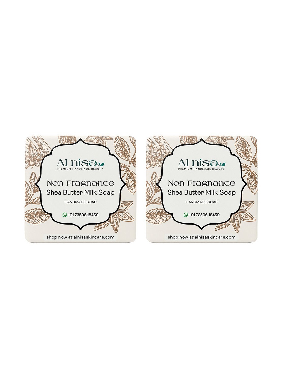 

Al Nisa Set Of 2 Shea Butter Handmade Soap- 100 g Each, Beige