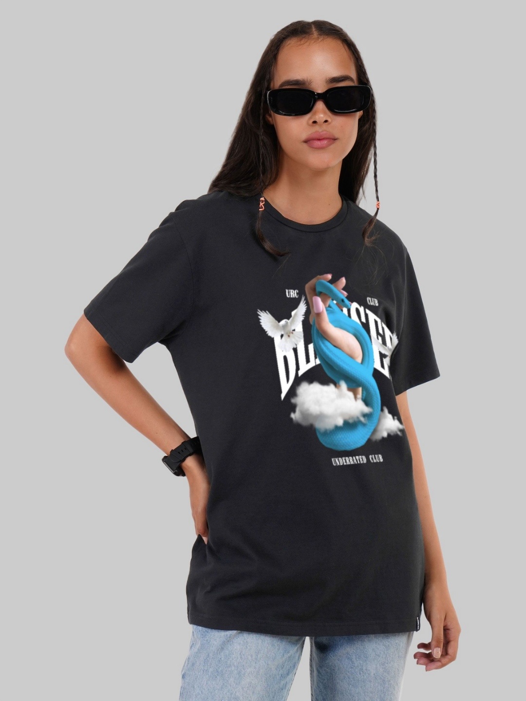 

Underrated Club Women Printed Bio Finish T-Shirt, Black