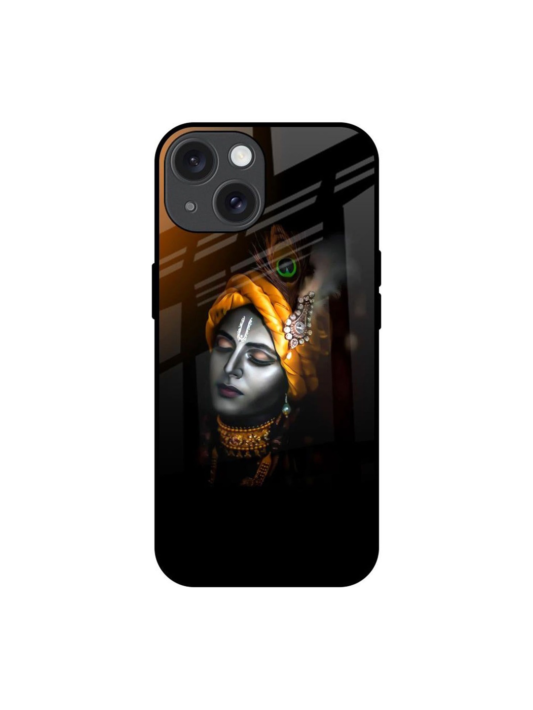 

QRIOH Ombre Krishna Printed iPhone 15 Back Case, Black