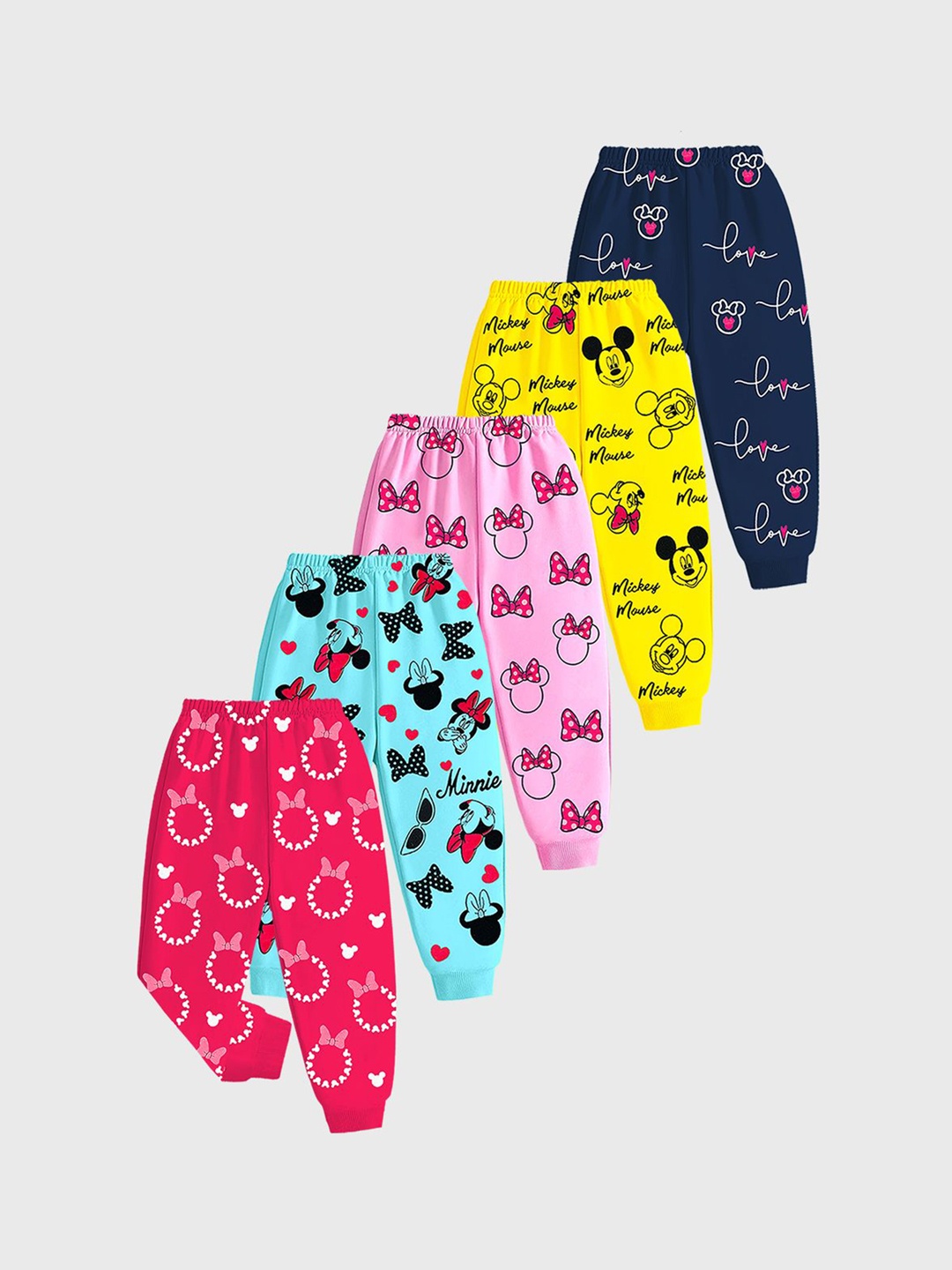 

Disney By Miss and Chief Girls Pack Of 5 Printed Joggers, Navy blue