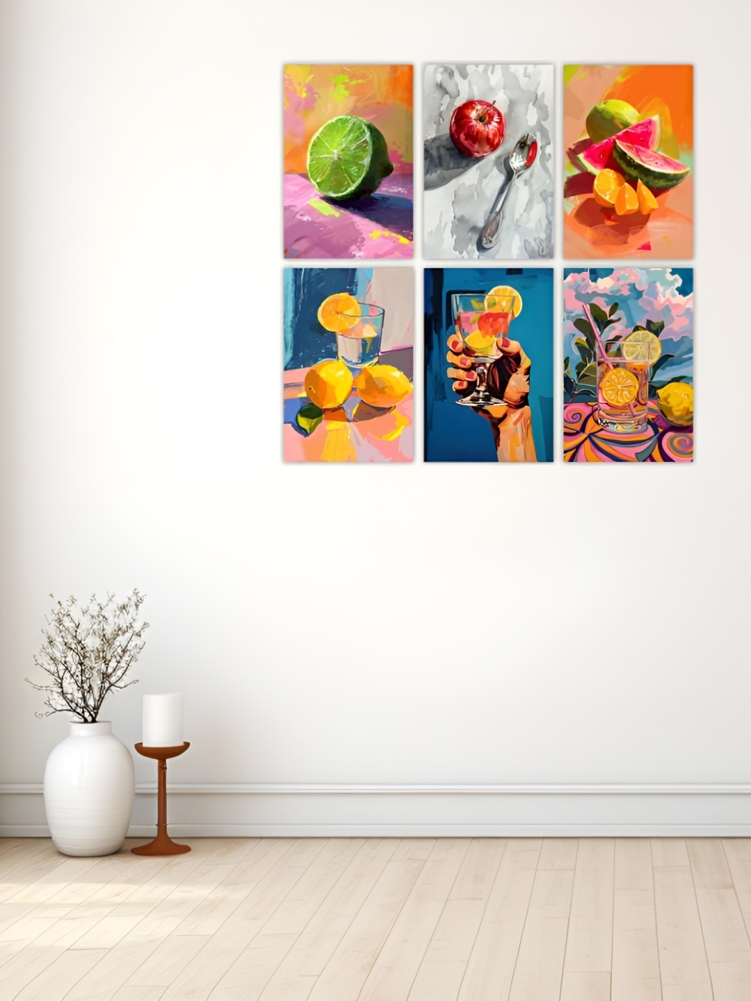 

CVANU Yellow And Green 6 Piece Abstract Paper Wall Poster