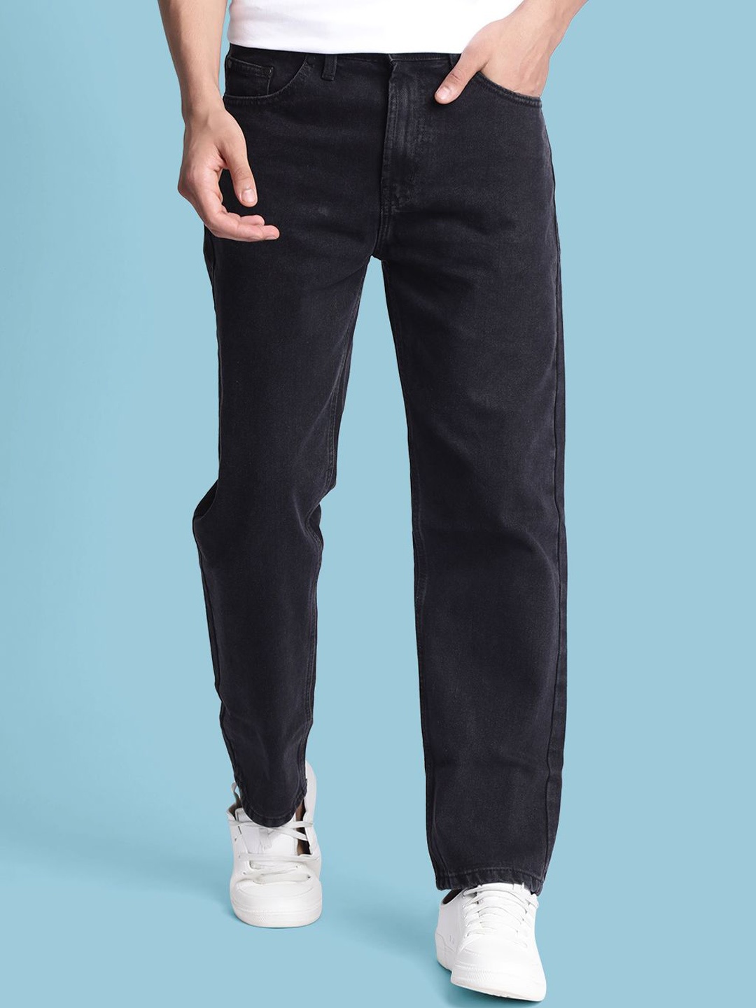 

Bene Kleed Men Relaxed Fit Low Distress Jeans, Black