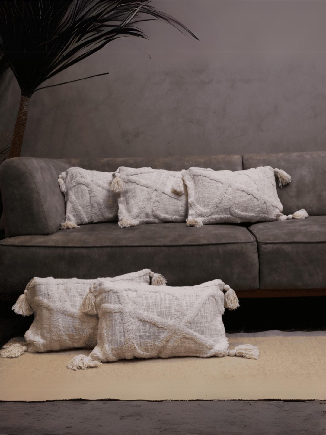 

LUSHLYF Off White 5 Pices Ivory Dream Tufted Cushion Covers