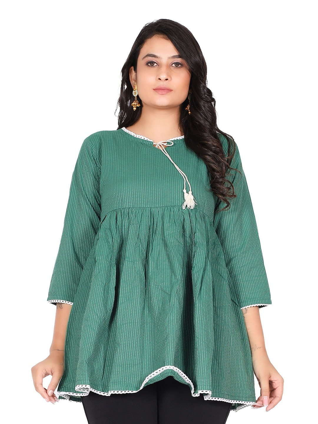 

KALINI Striped Fit & Flare Dress, Green
