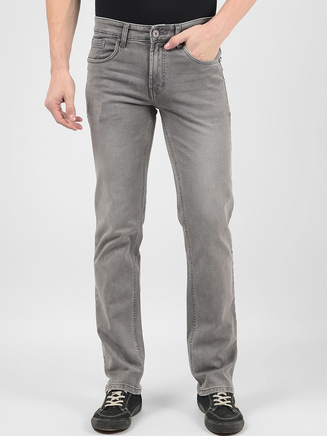 

Numero Uno Men Light Fade Stretchable Jeans, Grey