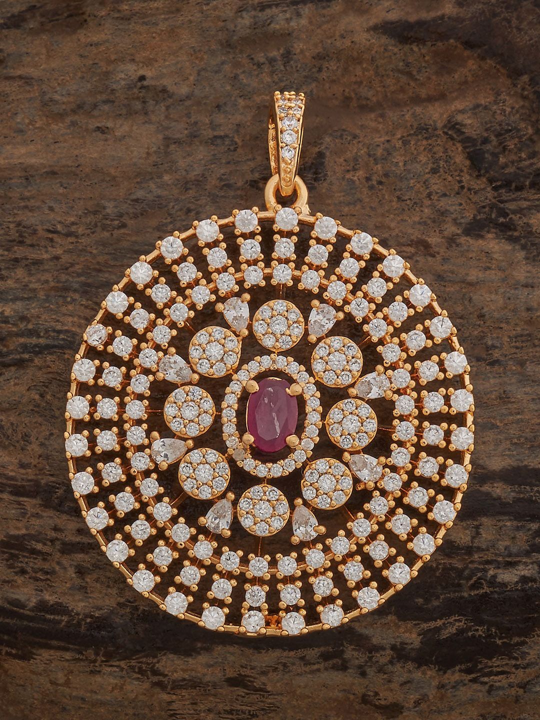 

Kushal's Fashion Jewellery Gold-Plated Cubic Zirconia Circular Shaped Pendant
