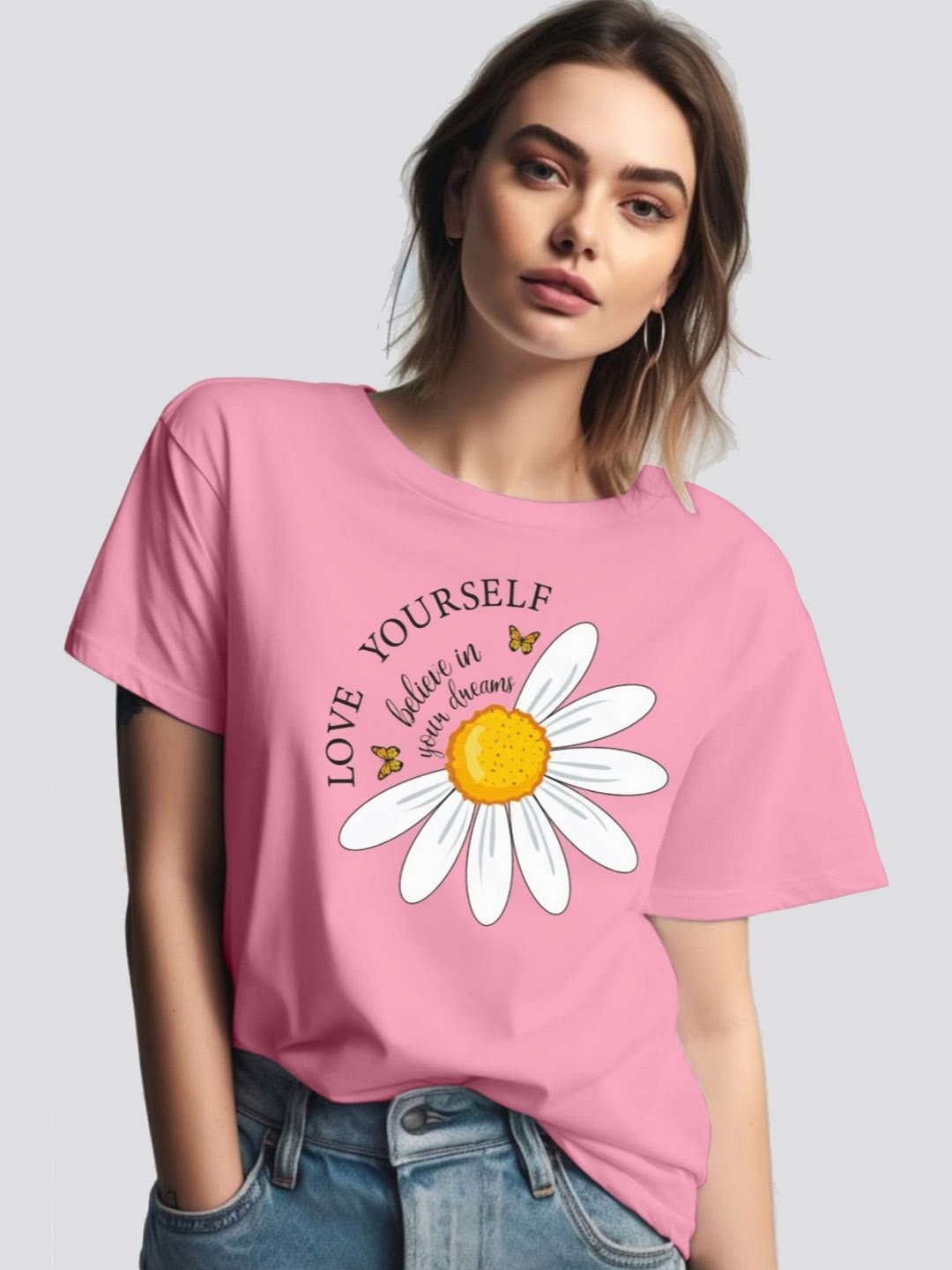 

Moda Rapido Women Printed Round Neck Tshirt, Pink