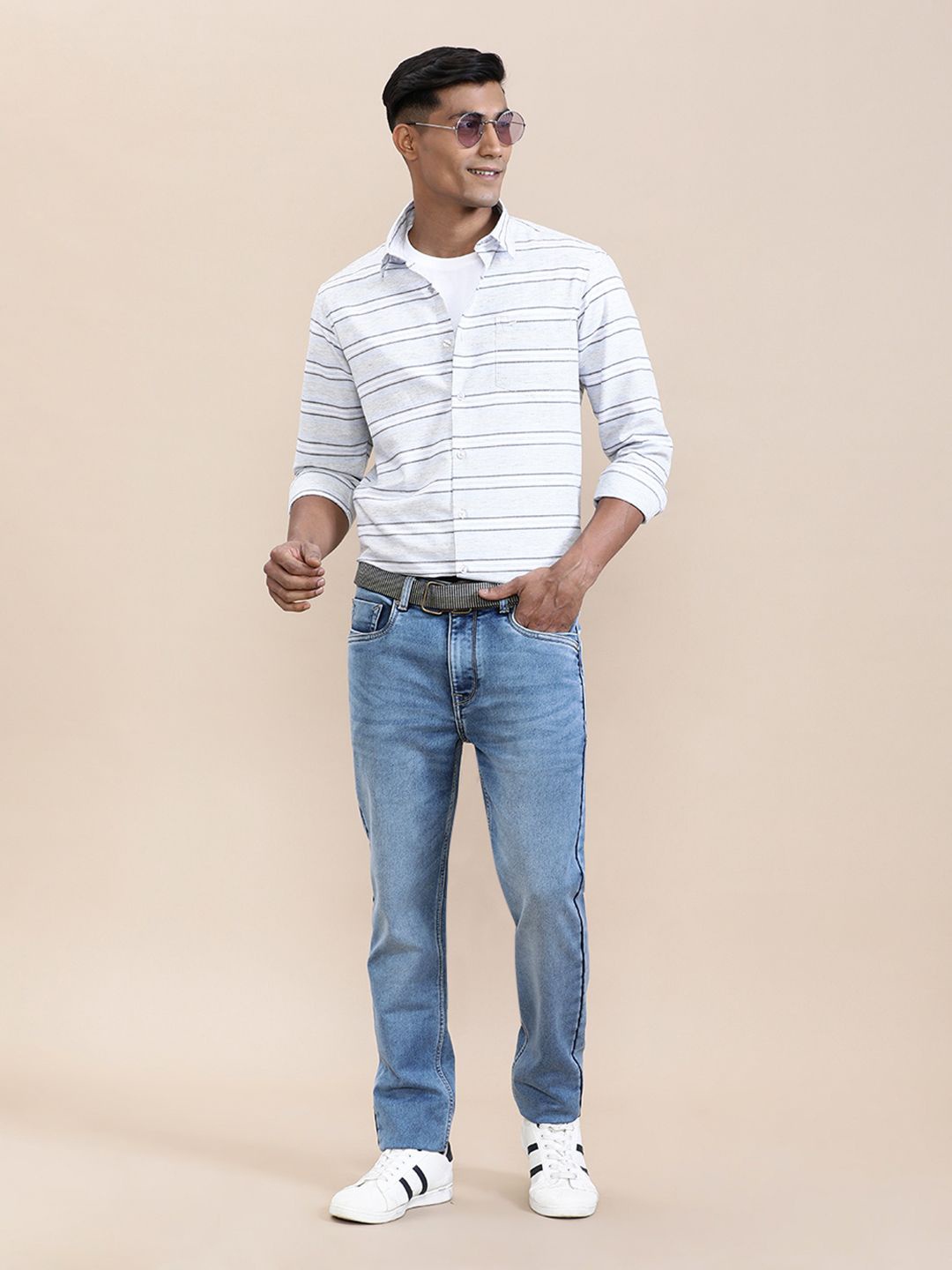 

Crocodile Men Stripe Textured Comfort Fit Shirt, Grey