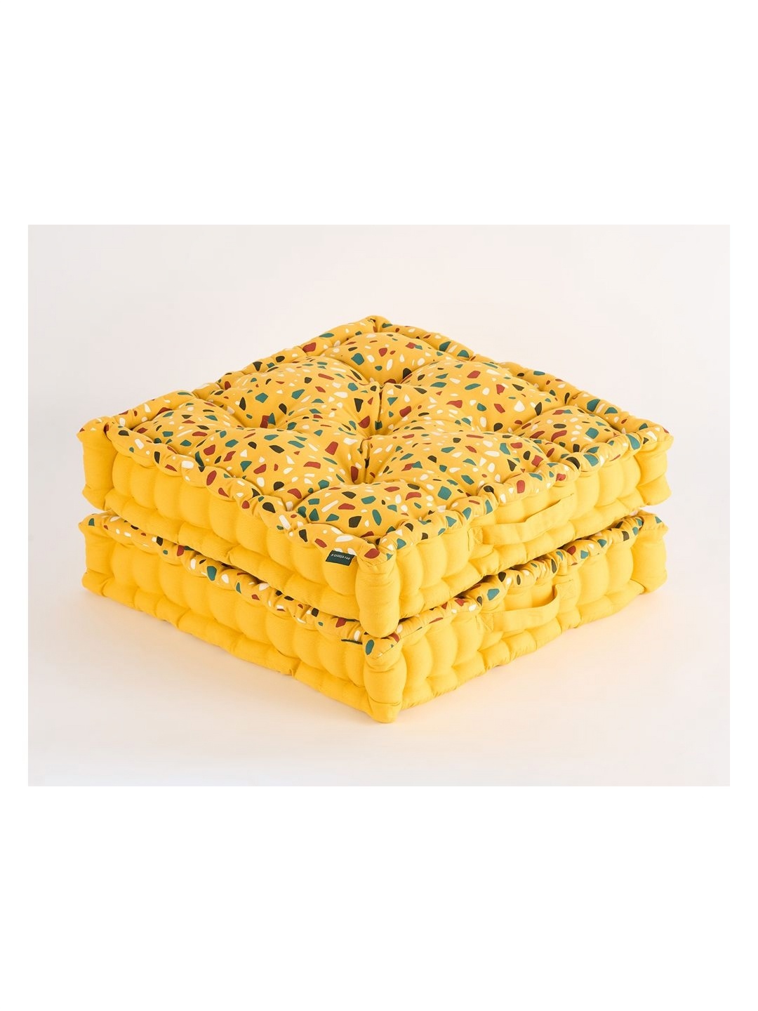 

SKANDA FAB 2Pc Yellow & White Printed Pure Cotton Floor Cushions