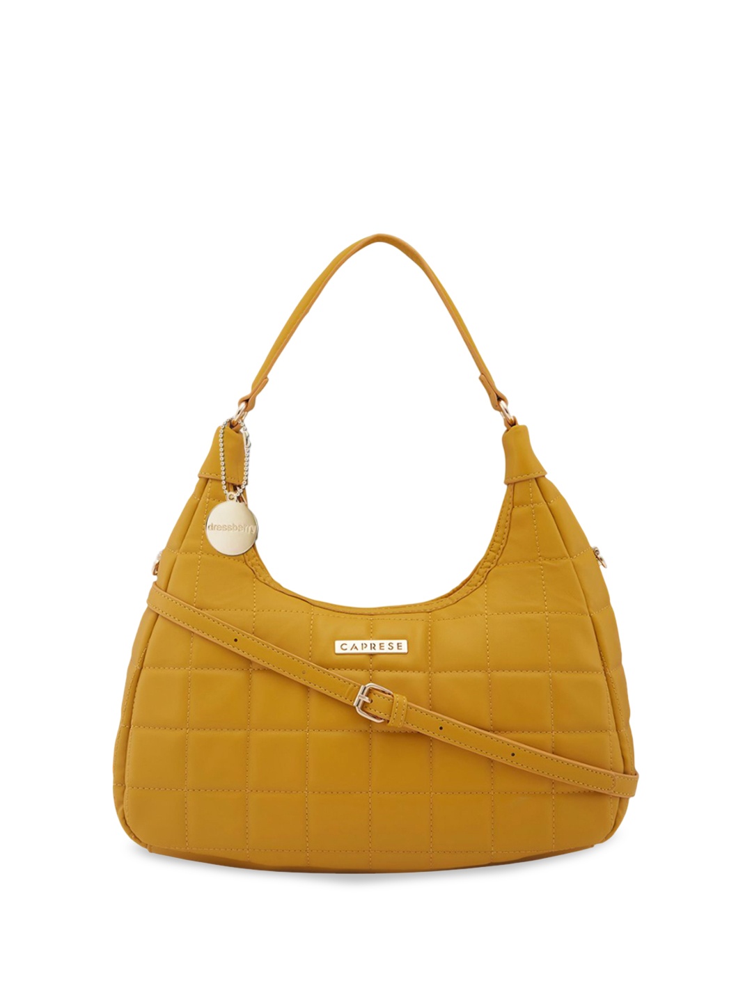 

DressBerry X CAPRESE Structured Hobo Bag with Quilted, Mustard
