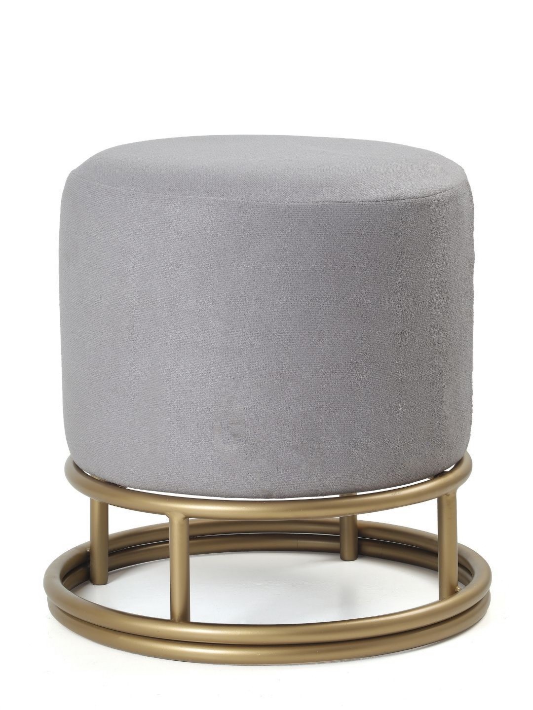 

Blck Homes Grey & Gold Cylindrical With Storage Lucas Pouffe Ottoman