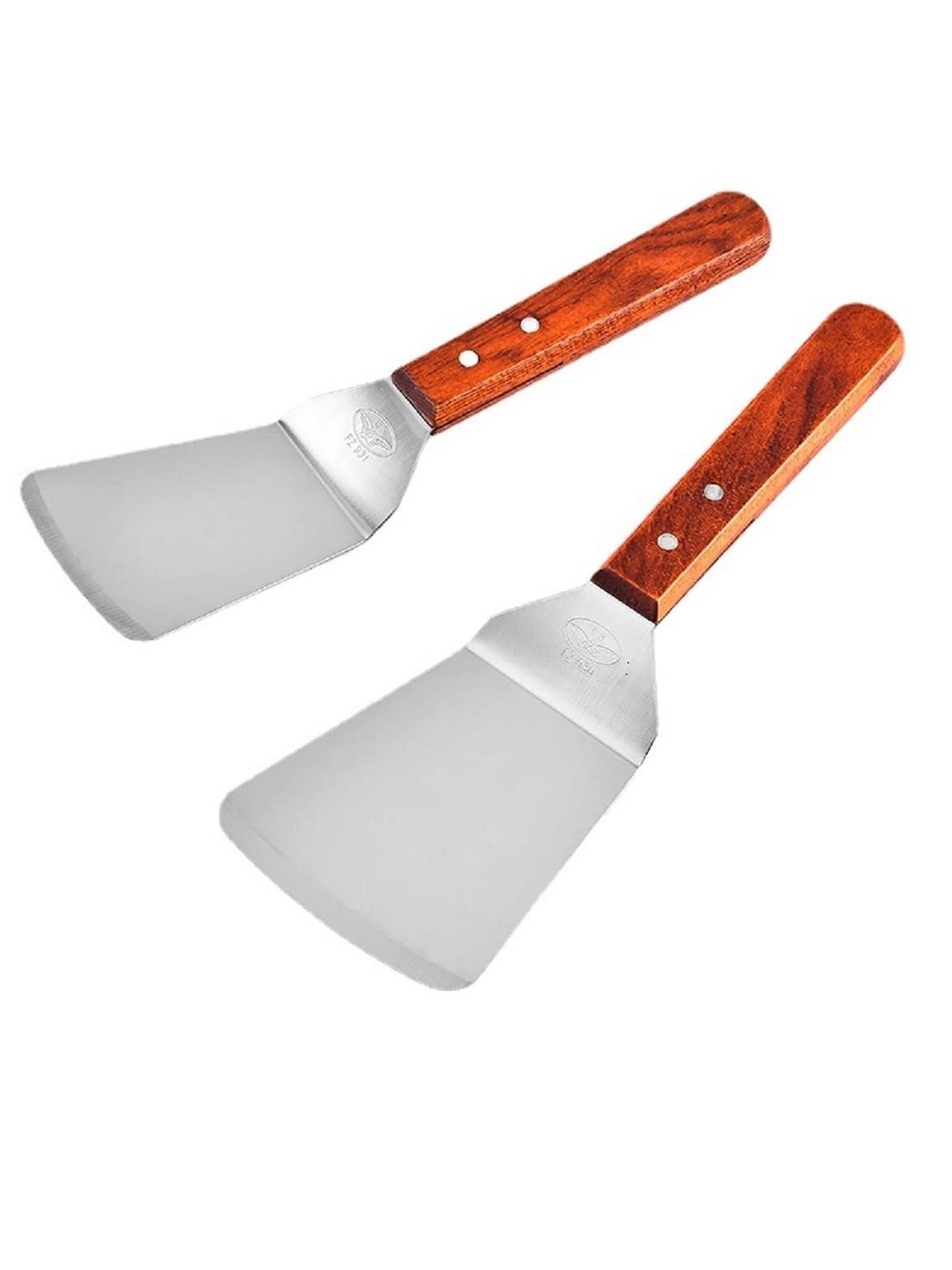 

Baskety Brown Stainless Steel Small And Big Spatula With Wood Handle