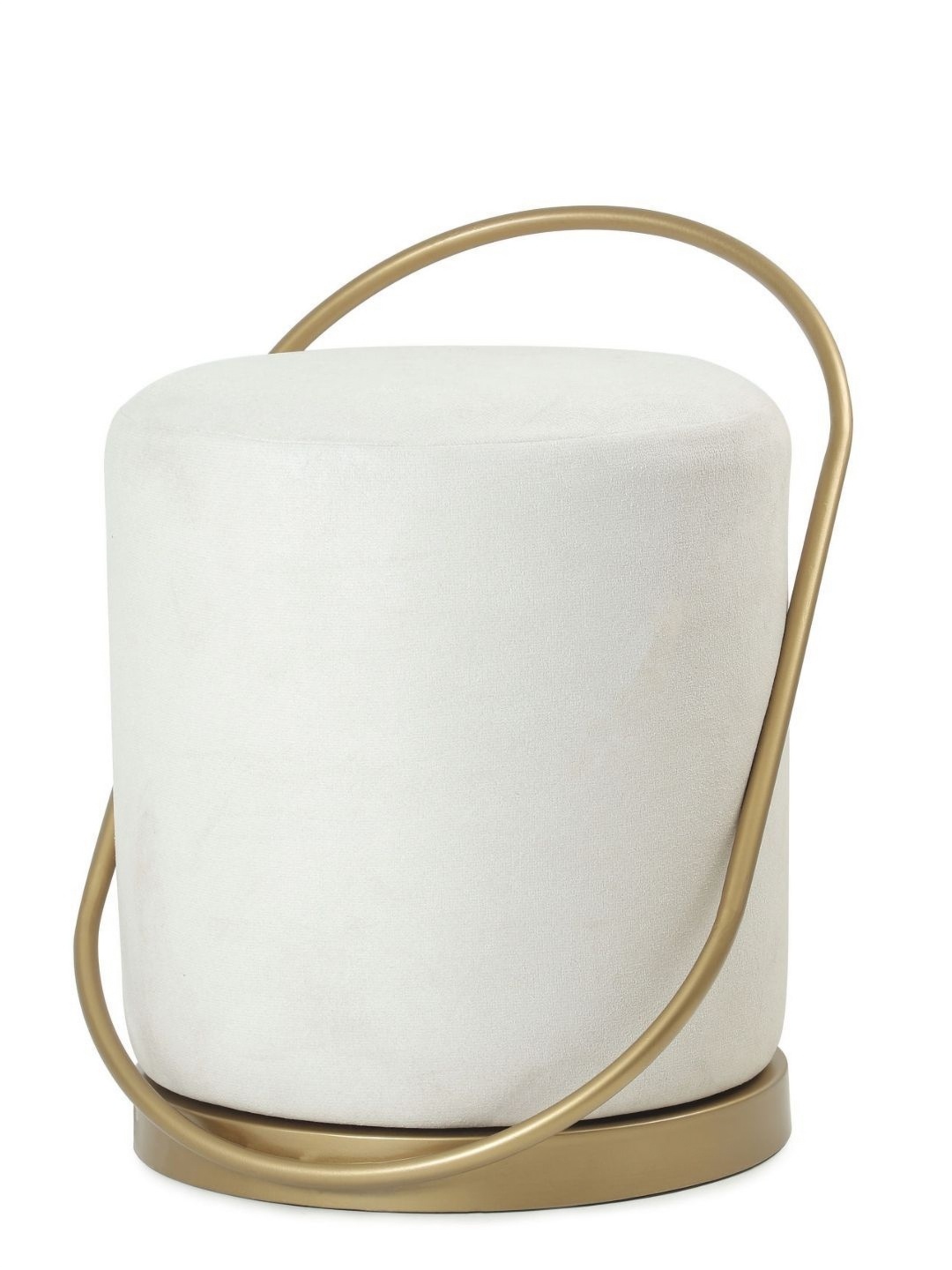 

Blck Homes White And Gold-toned Bennett Pouffe Cylindrical Ottoman