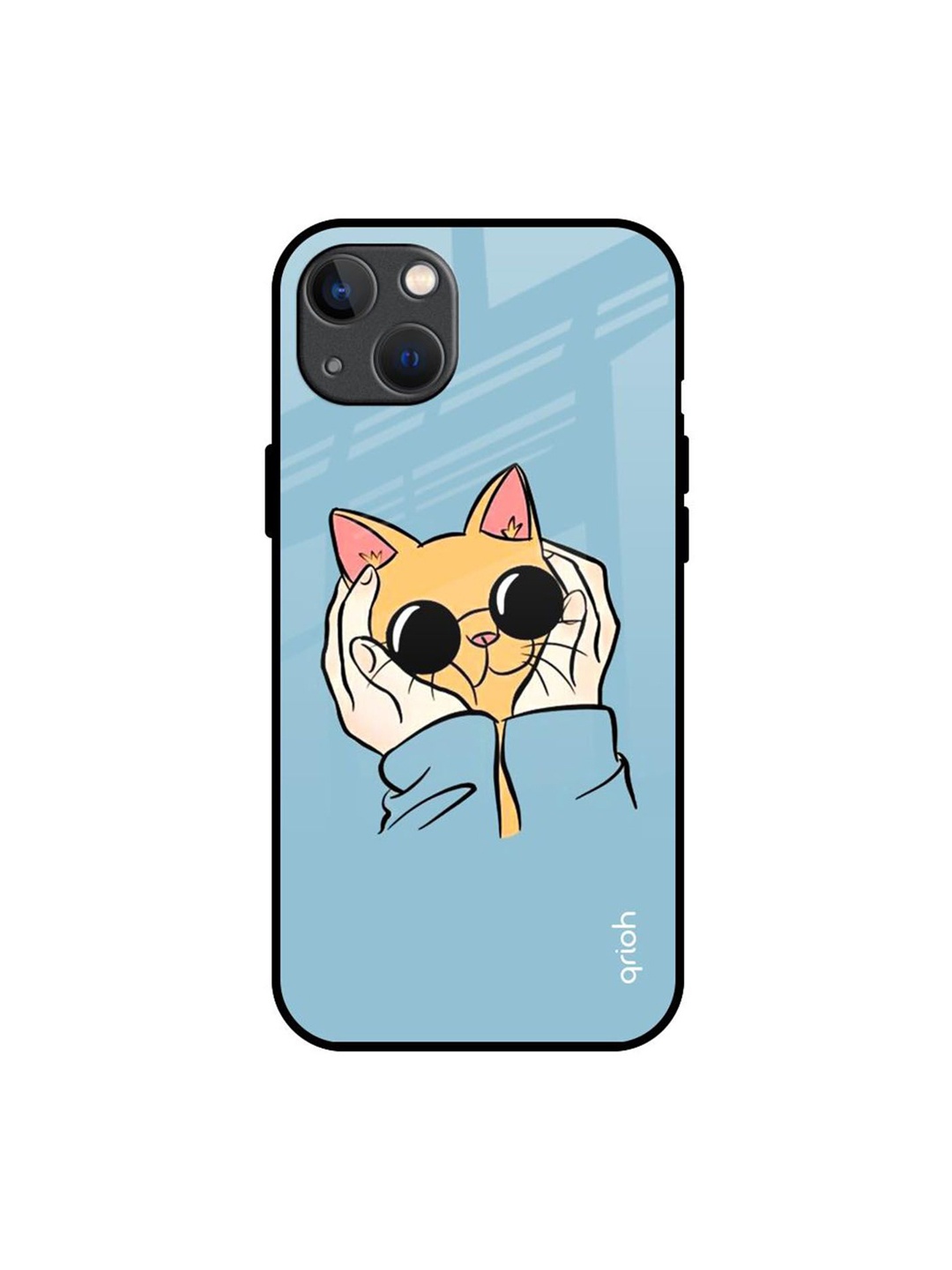 

QRIOH Adorable Cute Kitty Printed iPhone 13 Back Case, Blue