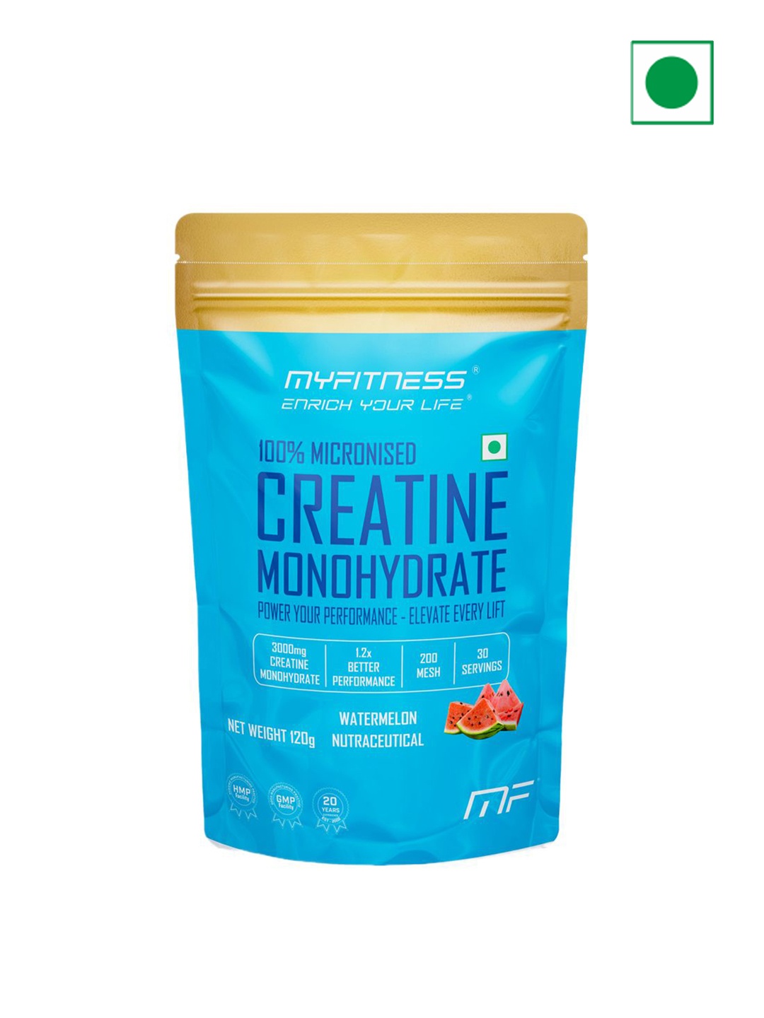 

MYFITNESS 100% Micronized Creatine Monohydrate Watermelon- 120 g, Blue