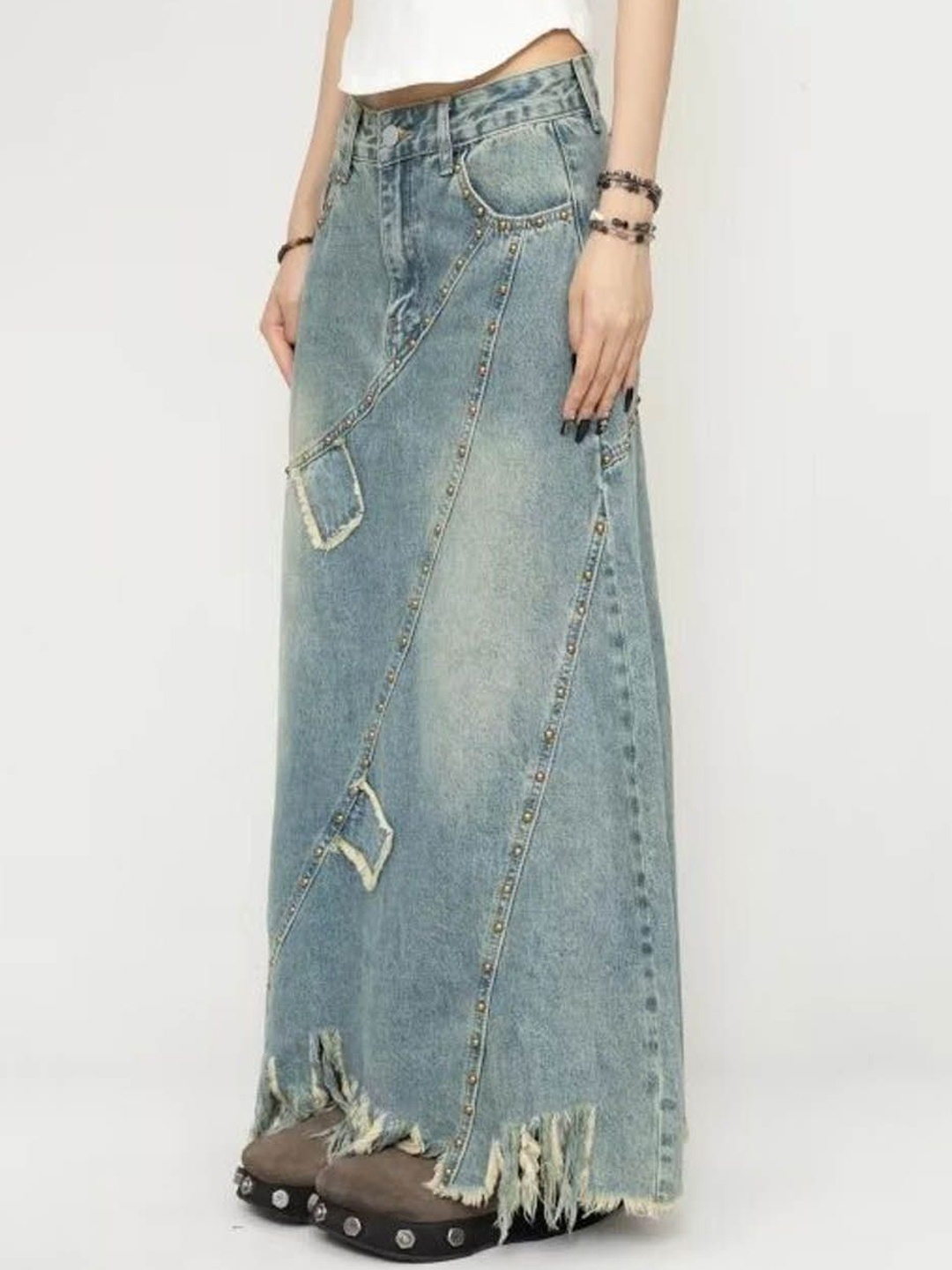 

StyleCast Denim A-Line Maxi Skirt, Blue