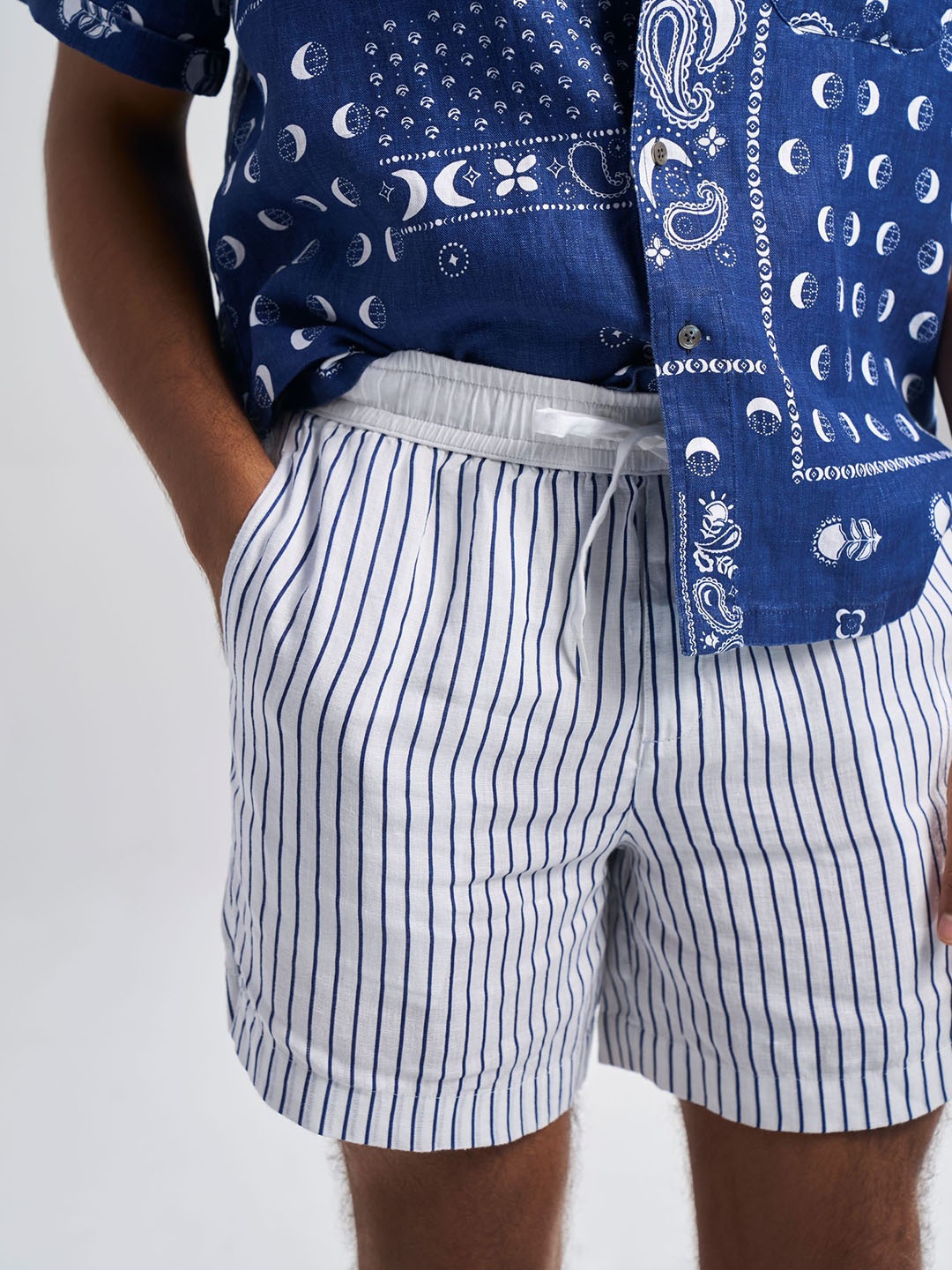 

Terra Luna Men Striped Slim Fit Linen Technology Shorts, Multi