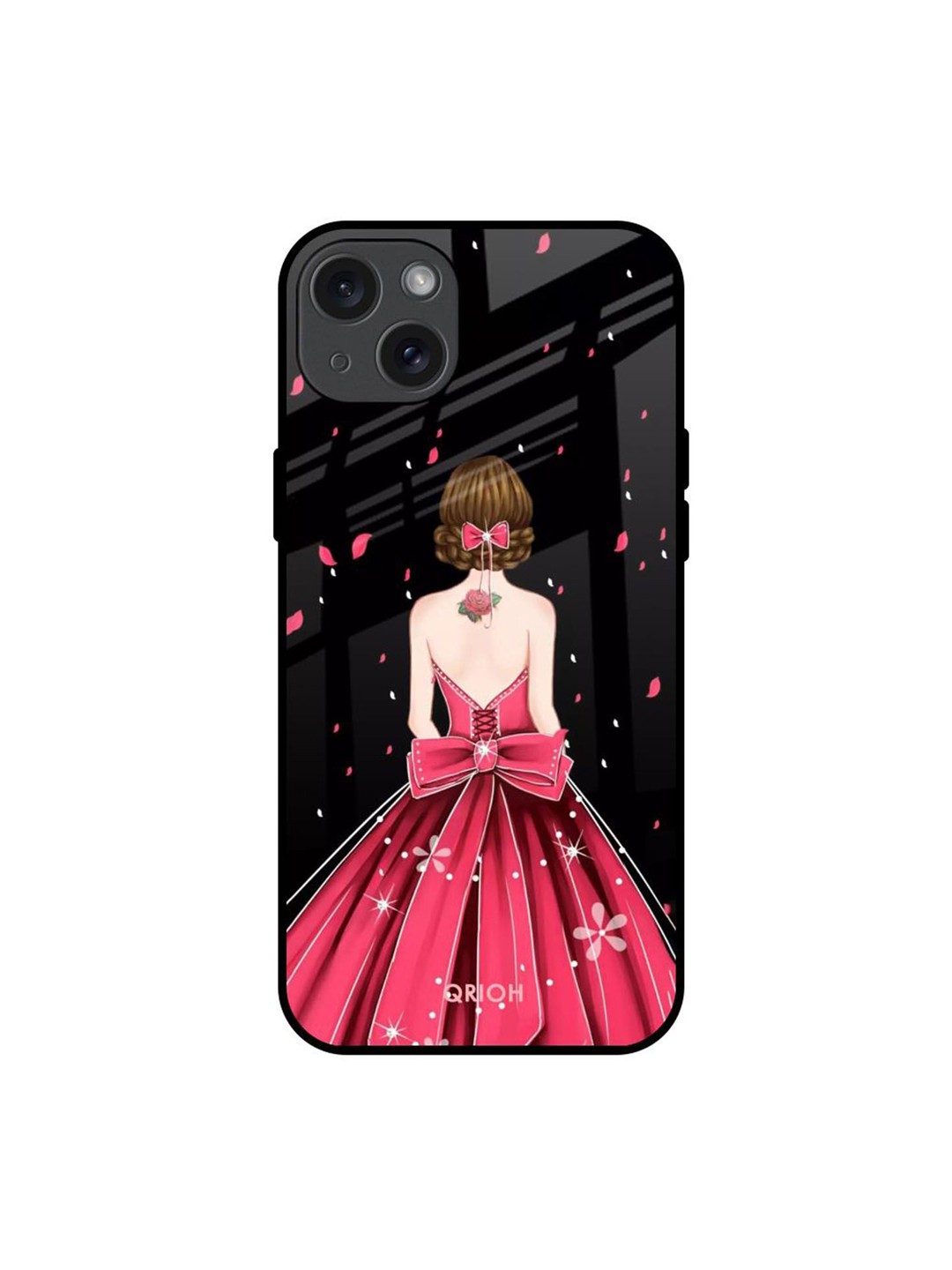 

QRIOH Fashion Princess Printed iPhone 15 Plus Back Case, Black