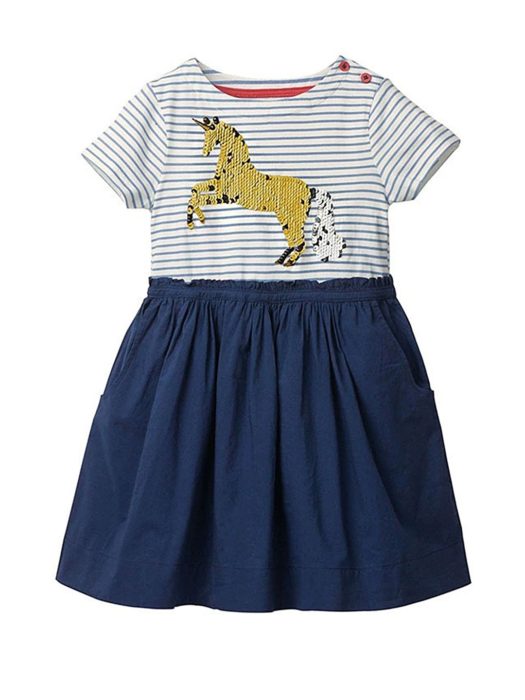 

LULU & SKY Girls Striped Nightdress, Blue