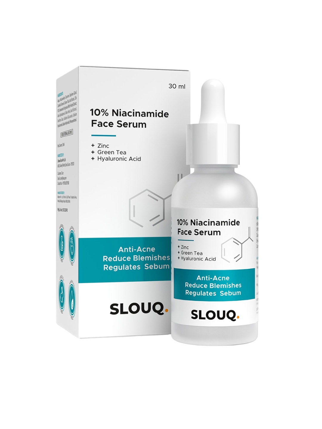 

Slouq 10% Niacinamide Face Serum With Zinc For Acne & Dark Spots - 30 ml, White