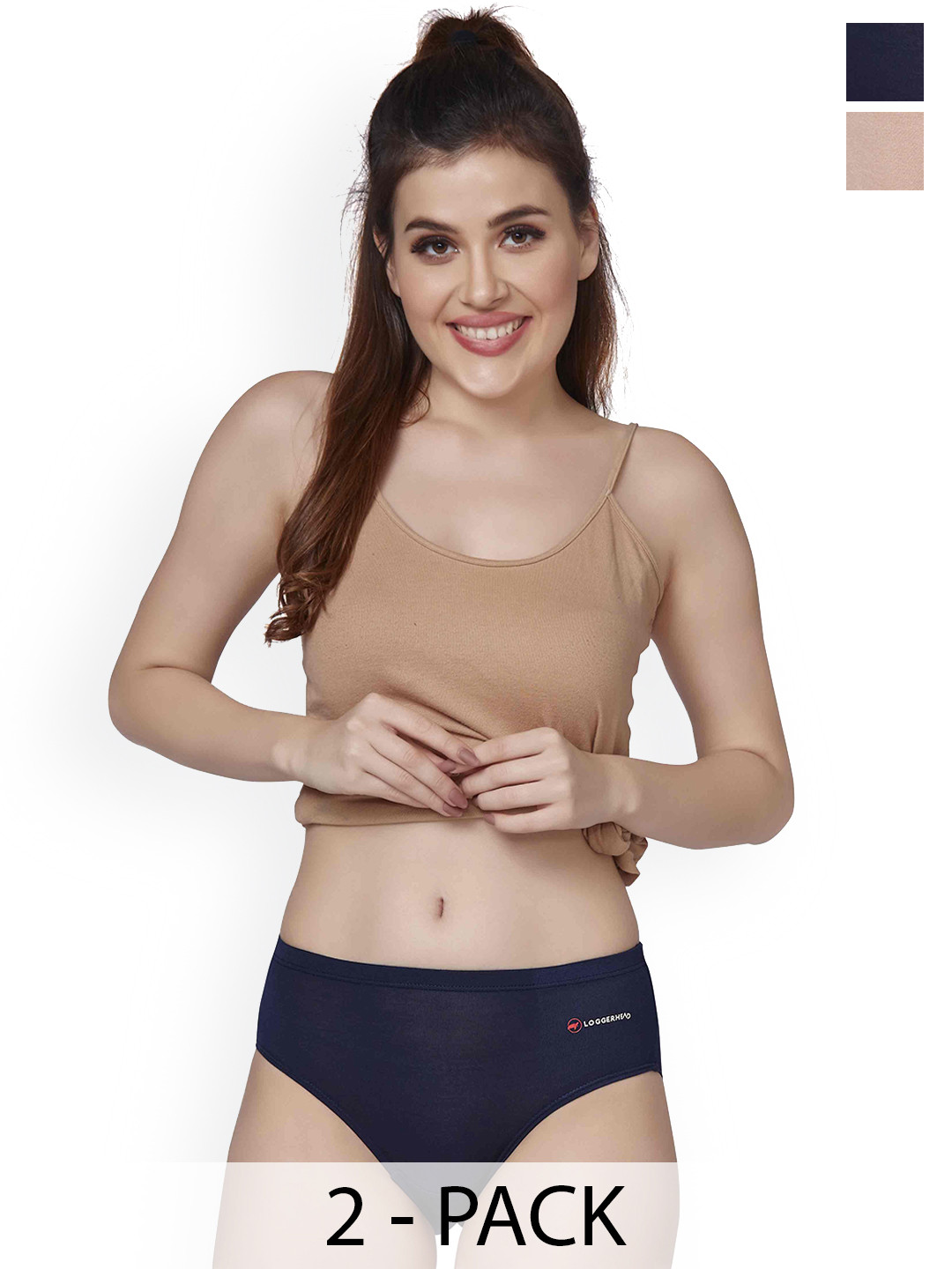 

LOGGERHEAD Pack Of 2 Hipster Briefs LHMH013-Skin-NavyBlue, Cream