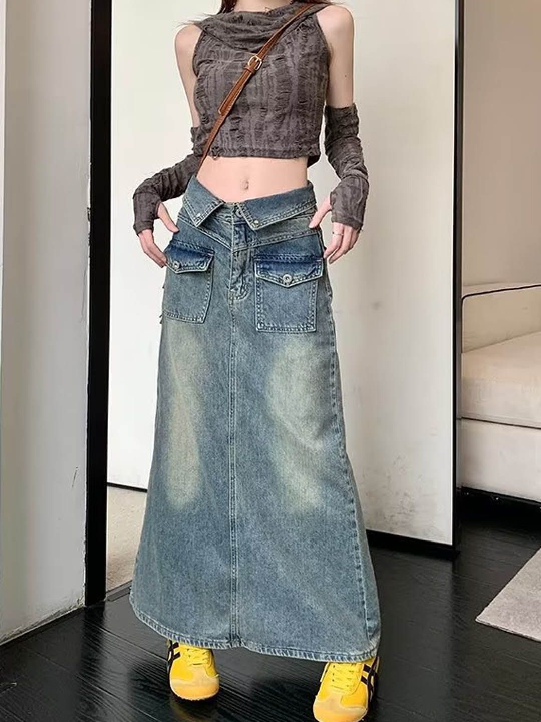 

StyleCast Denim A-Line Maxi Skirt, Blue