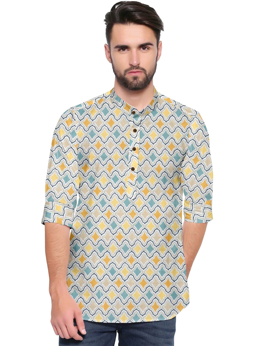 

Fashion FRICKS Men Classic Semi Sheer Casual Shirt, Cream
