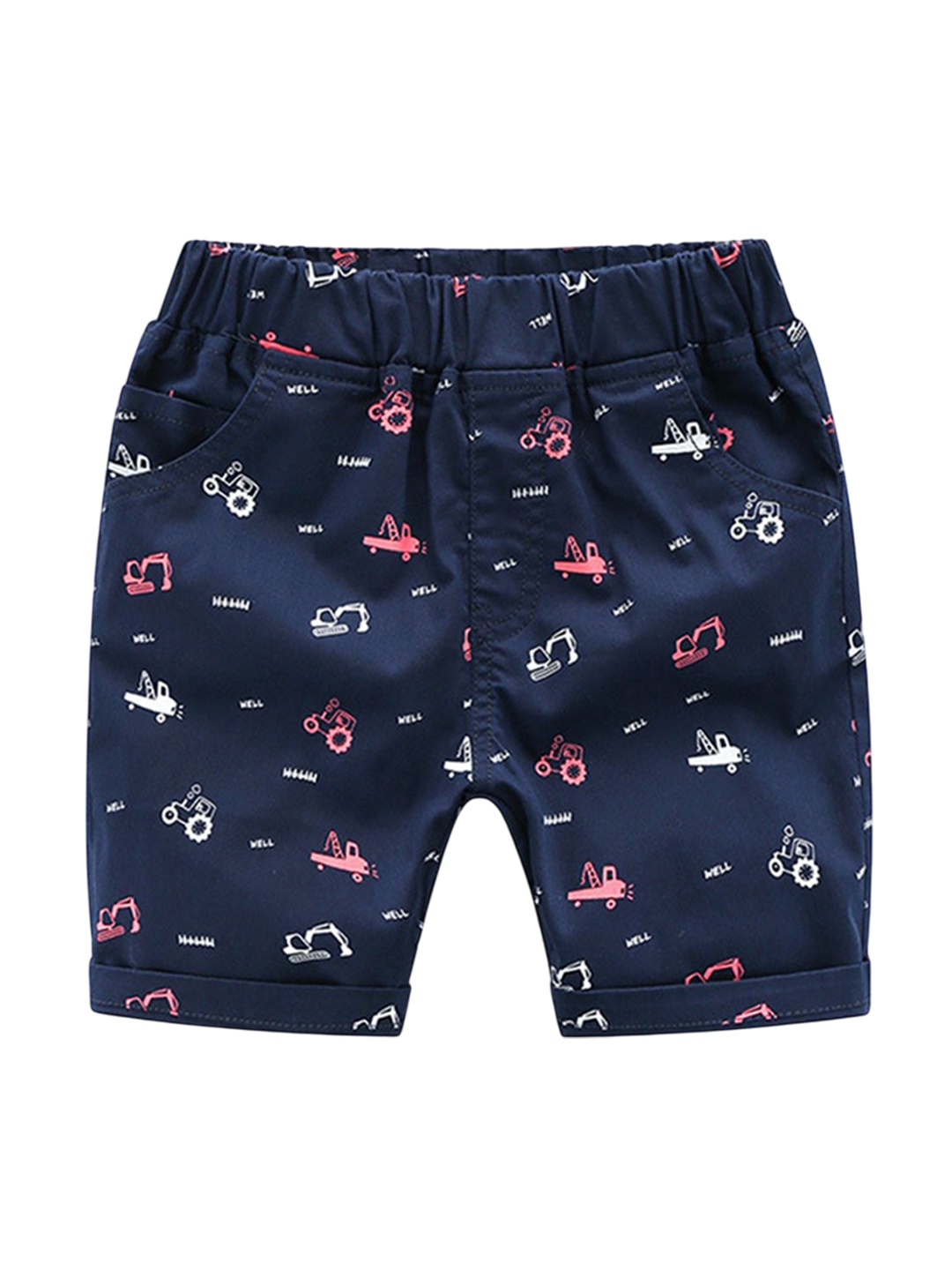 

LULU & SKY Boys Printed High-Rise Chino Shorts, Navy blue