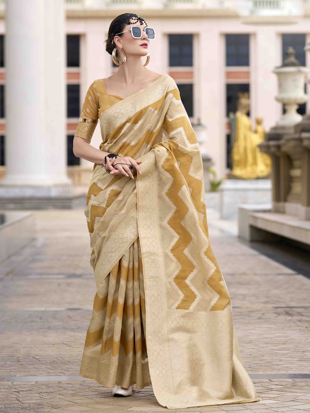 

Mitera Woven Design Handloom Saree, Mustard