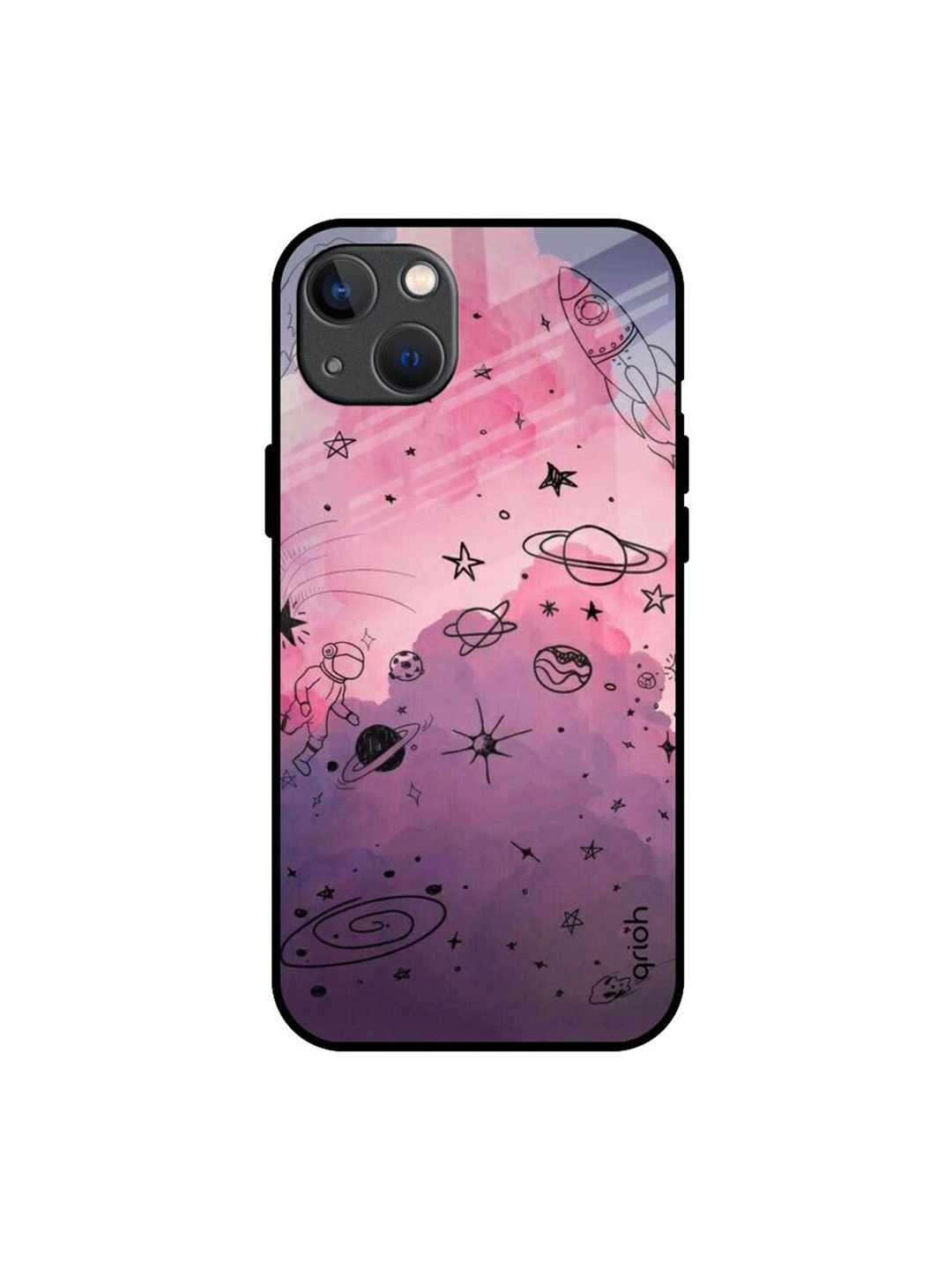 

QRIOH Space Doodles Printed iPhone 13 Back Case, Purple