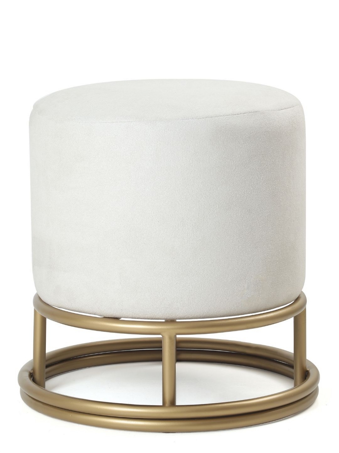 

Blck Homes White And Gold-Toned Lucas Pouffe Cylindrical Ottoman
