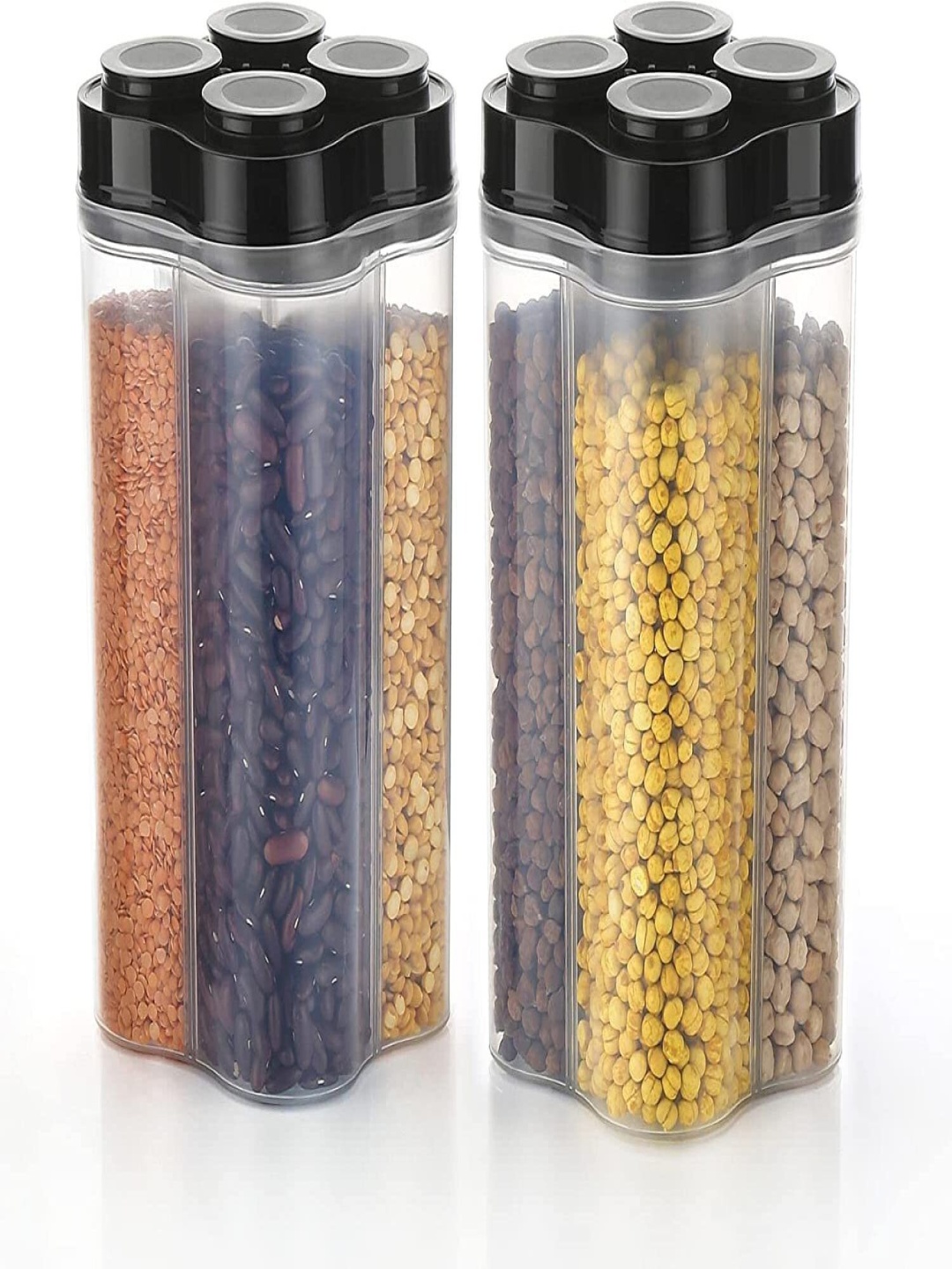 

HASHONE Transparent and Black 2 Pieces Easy to Clean Canister Containers 2.5L Each