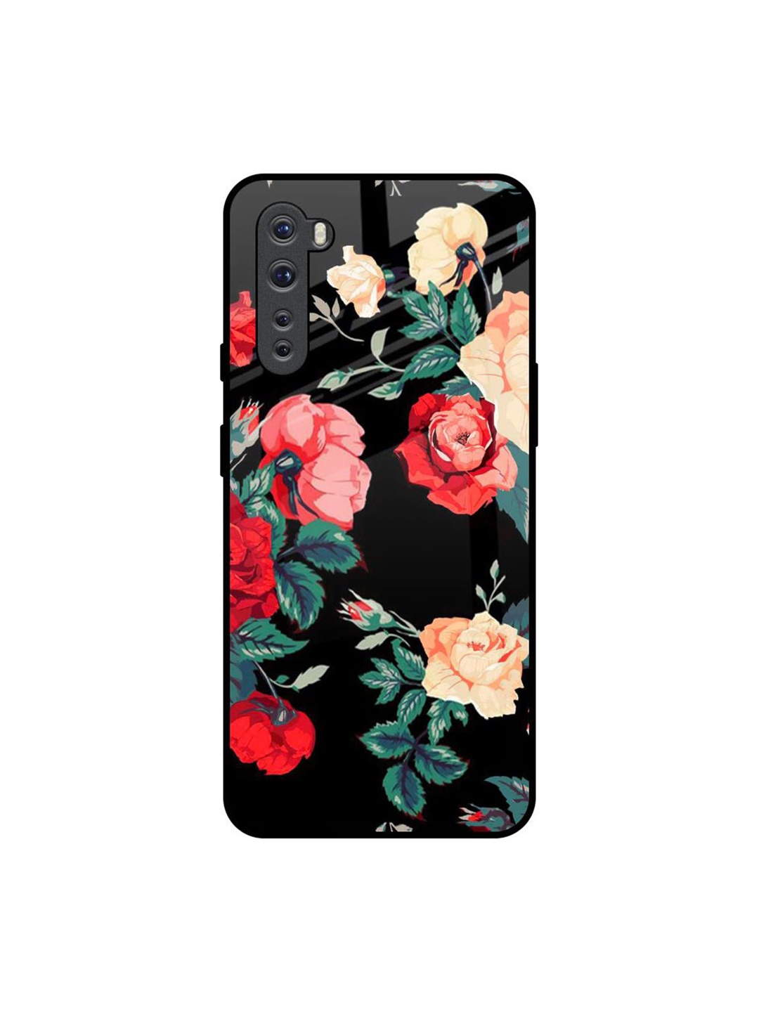 

QRIOH Floral Bunch Printed OnePlus Nord Back Case, Black