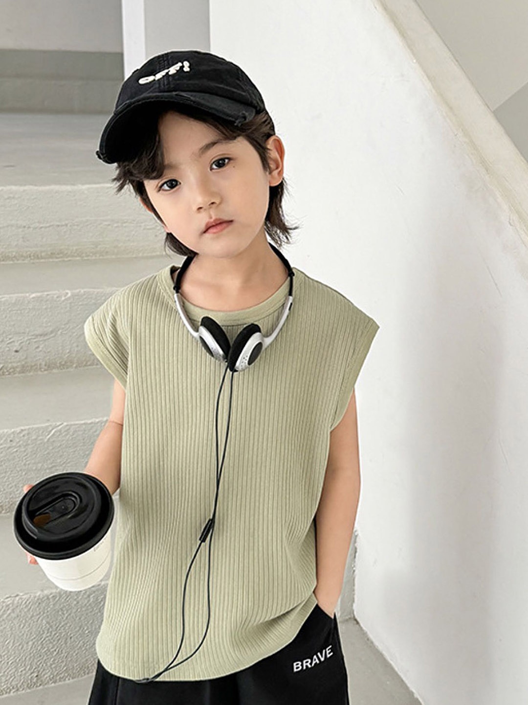 

LULU & SKY Boys Self Design Round Neck Cotton T-shirt, Green