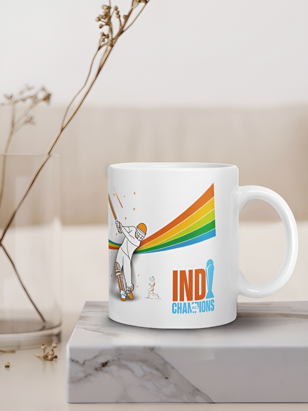 

FanCode White & Orange Printed Ceramic Glossy Mugs Set of Cups and Mugs