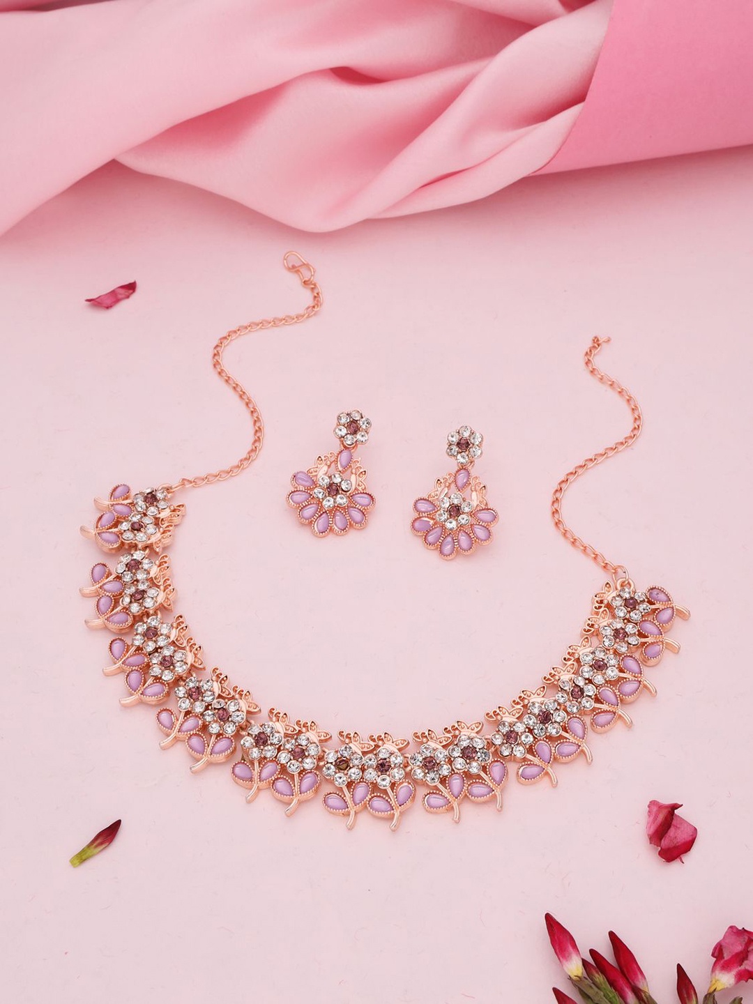 

Anouk Rose Gold-Plated Artificial Stones Studded Jewellery Set