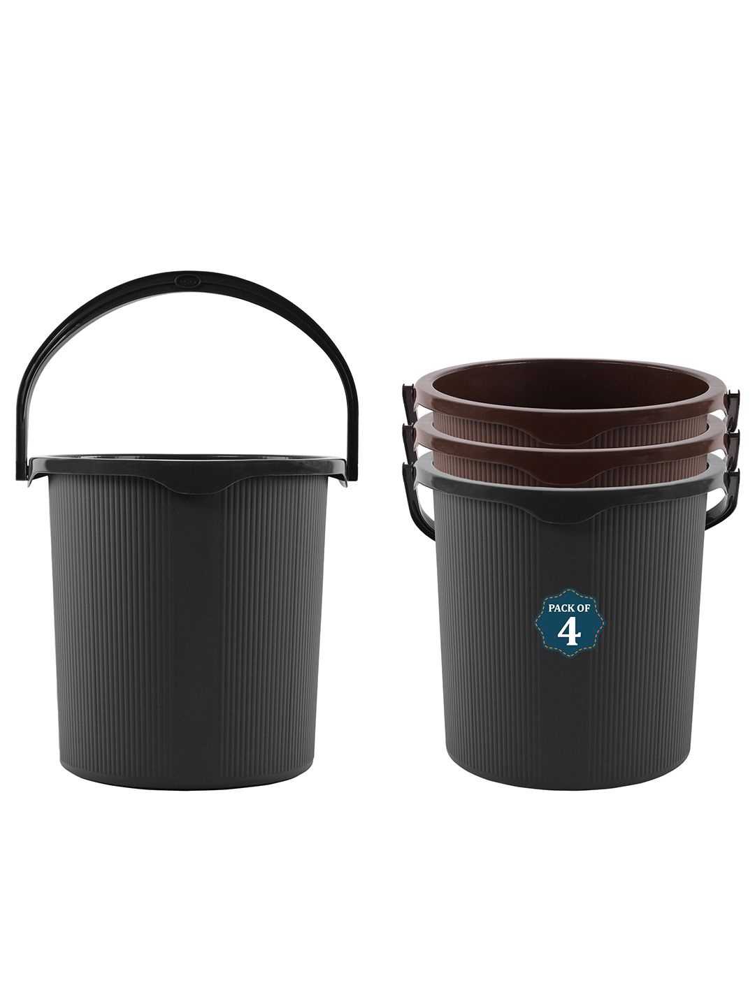 

Kuber Industries Magnite Brown & Grey 4 Pieces Striped Bucket 25L