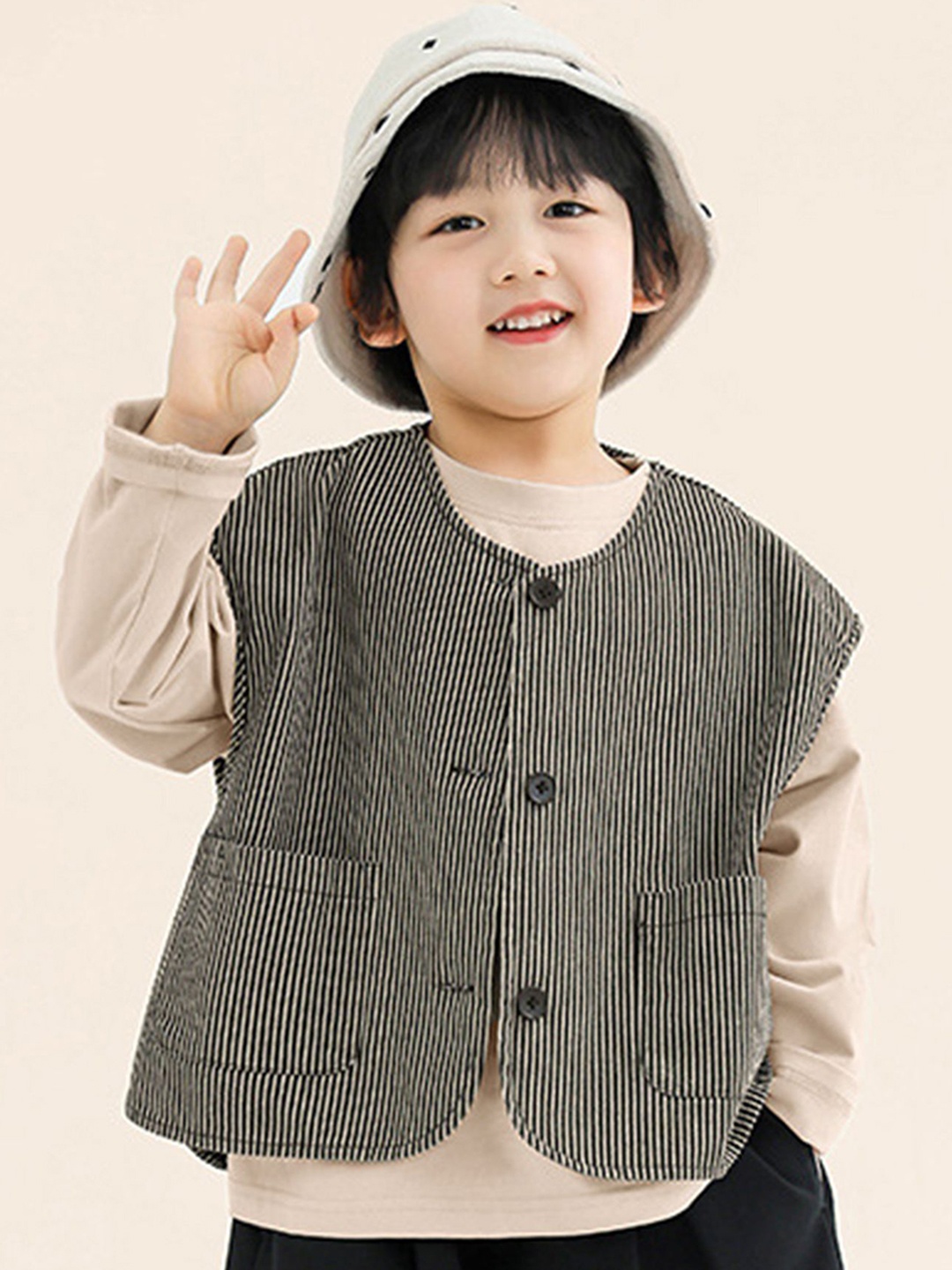

LULU & SKY Boys Checked without Crop Tailored Jacket, Black