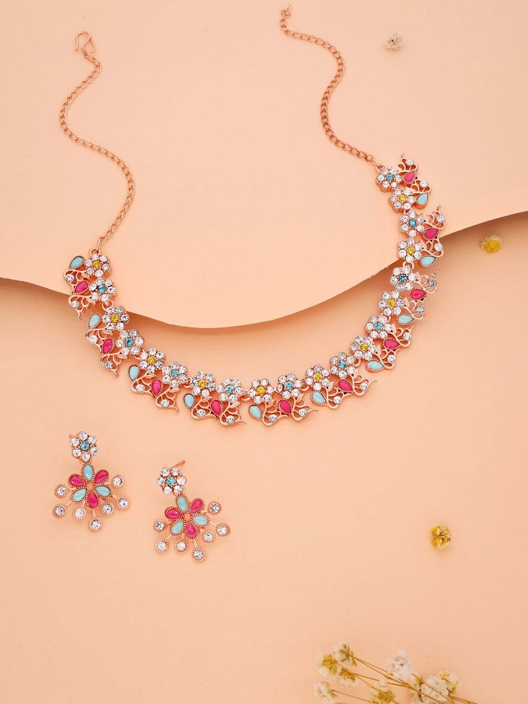 

Lyriss Gold-Plated American Diamond Studded Necklace And Earrings