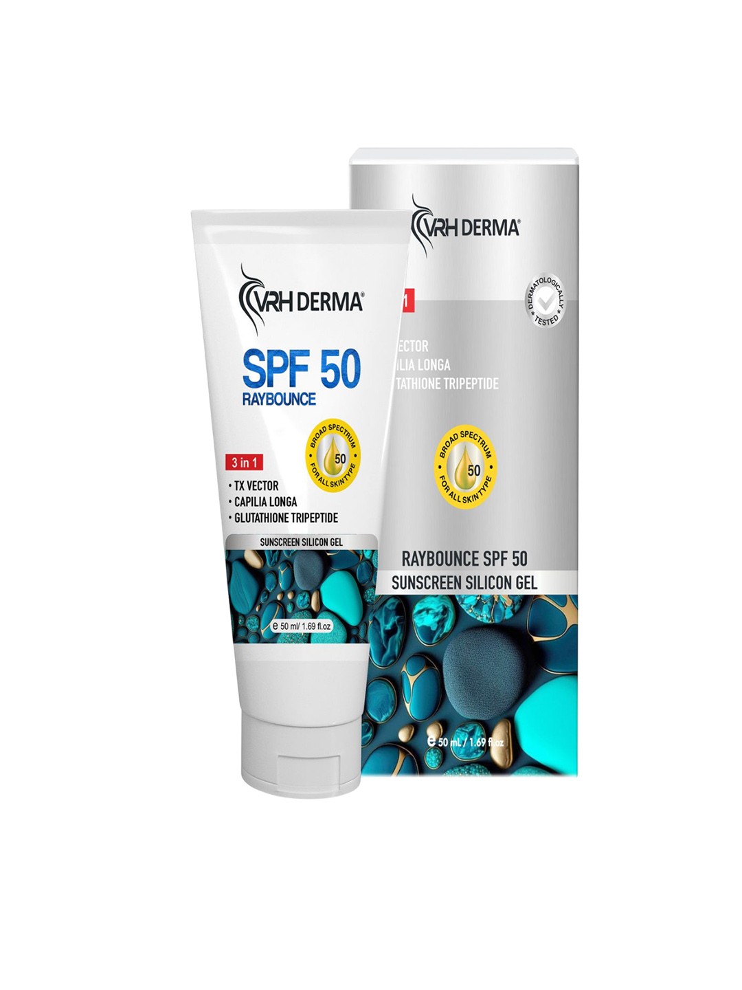 

VRH Silicon Gel Sunscreen With Zinc Oxide SPF 50 PA+++ - 50 ml, White
