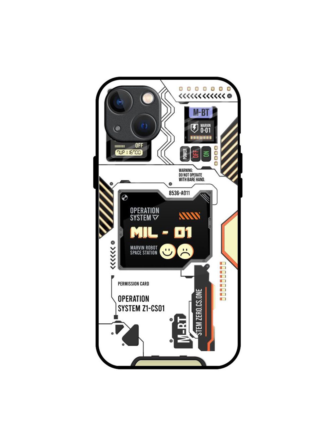

QRIOH Tech Display Printed iPhone 13 Back Case, White