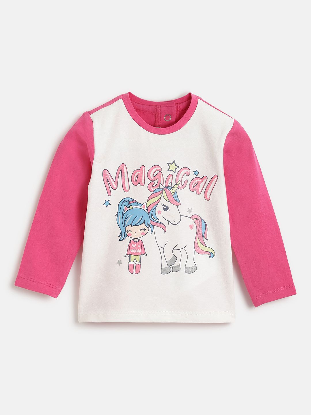 

Chicco Girls Graphic Printed Round Neck Cotton T-shirt, Pink