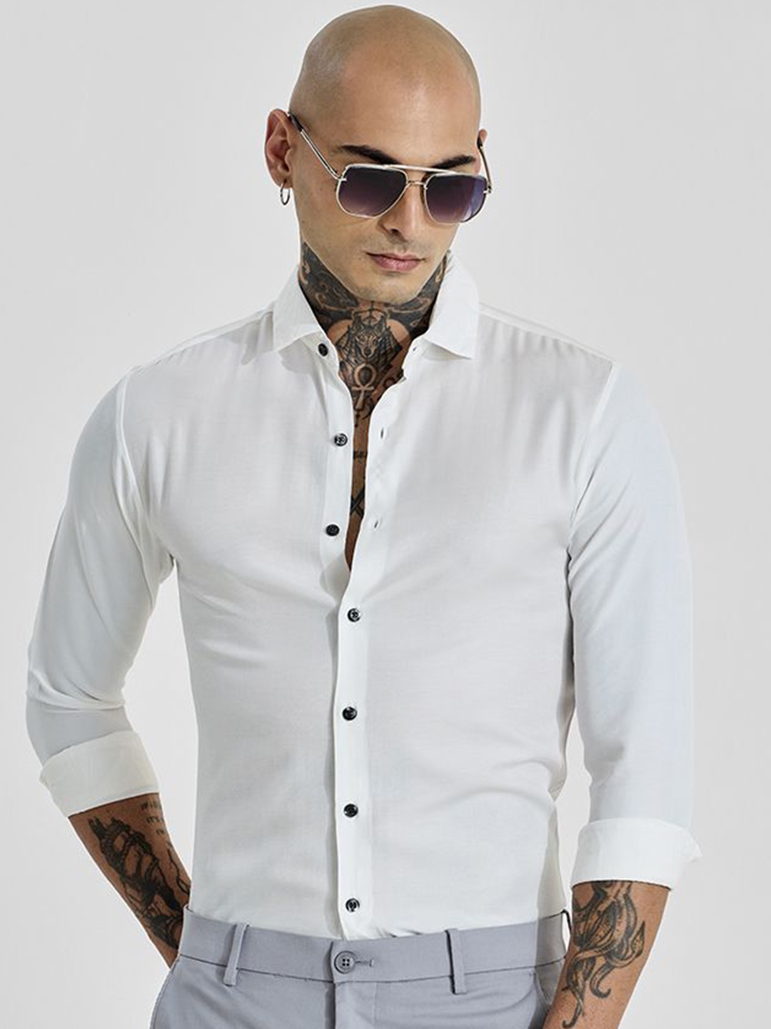 

Snitch Men Slim Fit Opaque Formal Shirt, White