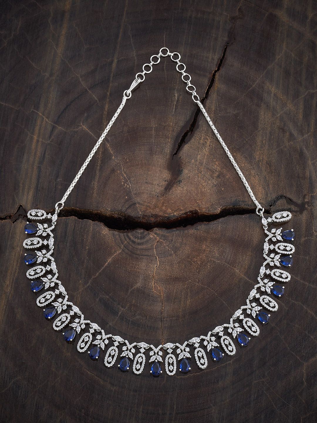 

Kushal's Fashion Jewellery Rhodium-Plated Artificial Stones Necklace, Silver