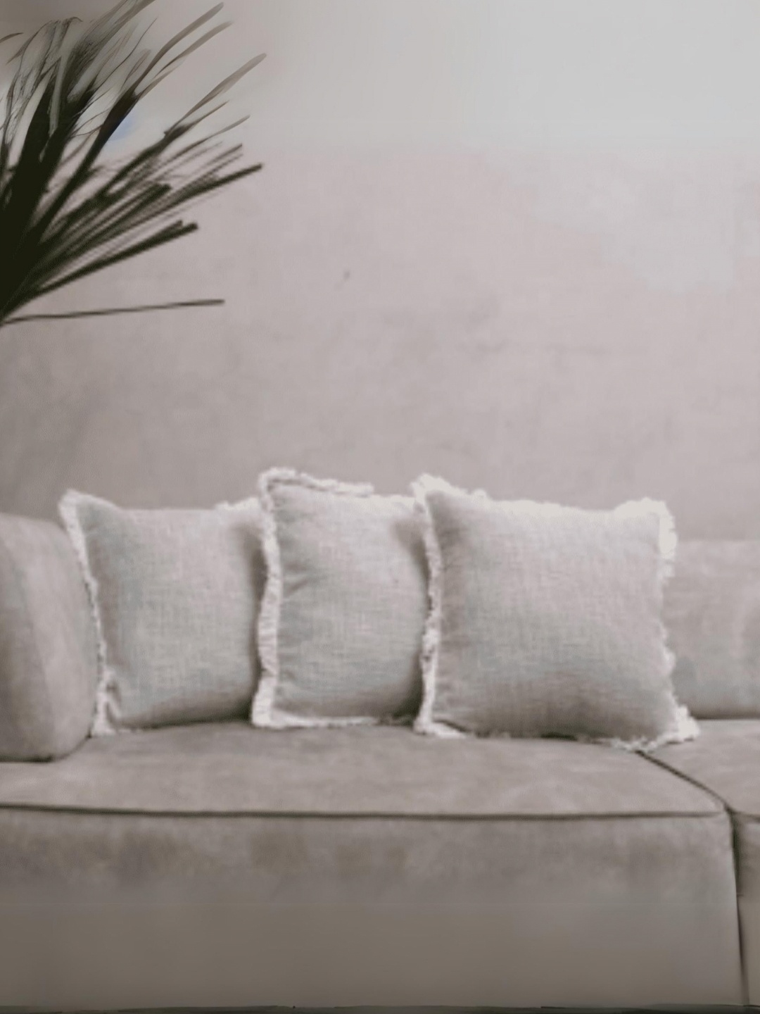 

LUSHLYF Tufted Grey 3 Pieces Cotton Square Cushion Covers