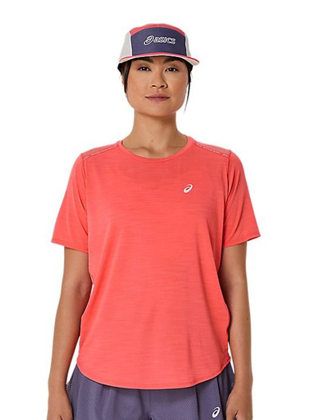 

ASICS Women Solid Round Neck T-shirt, Red